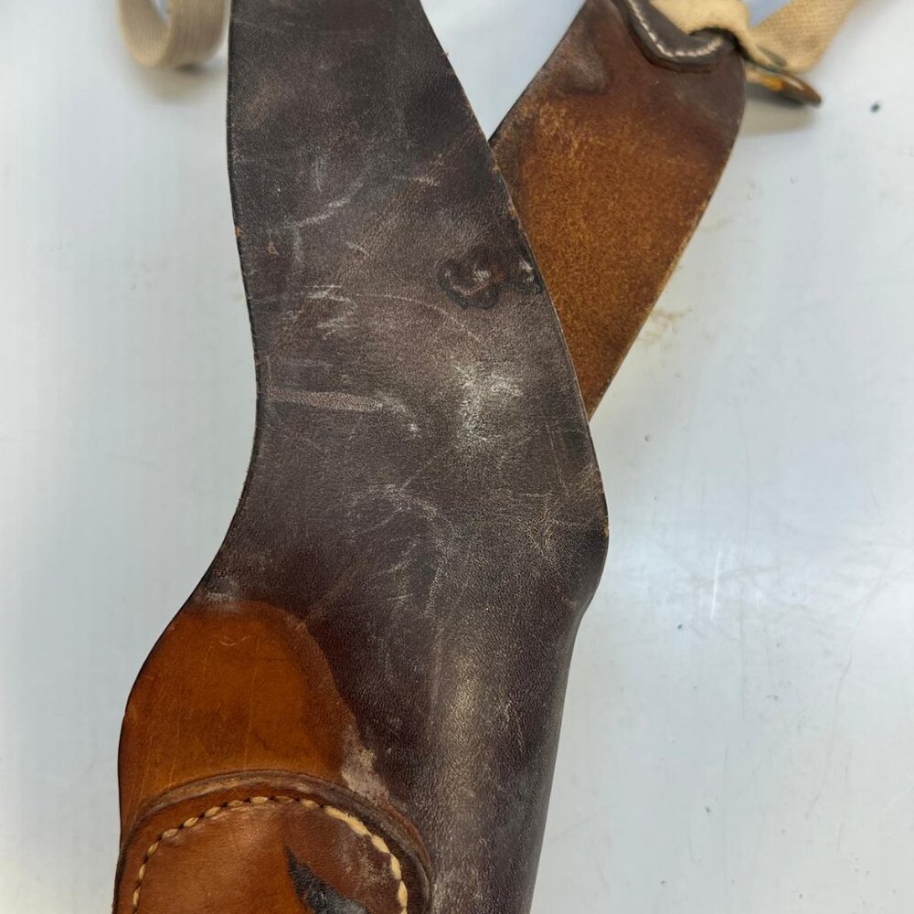 Vintage Leather Holster with Button Stitched Durable Collectible Brown - Picture 3 of 3
